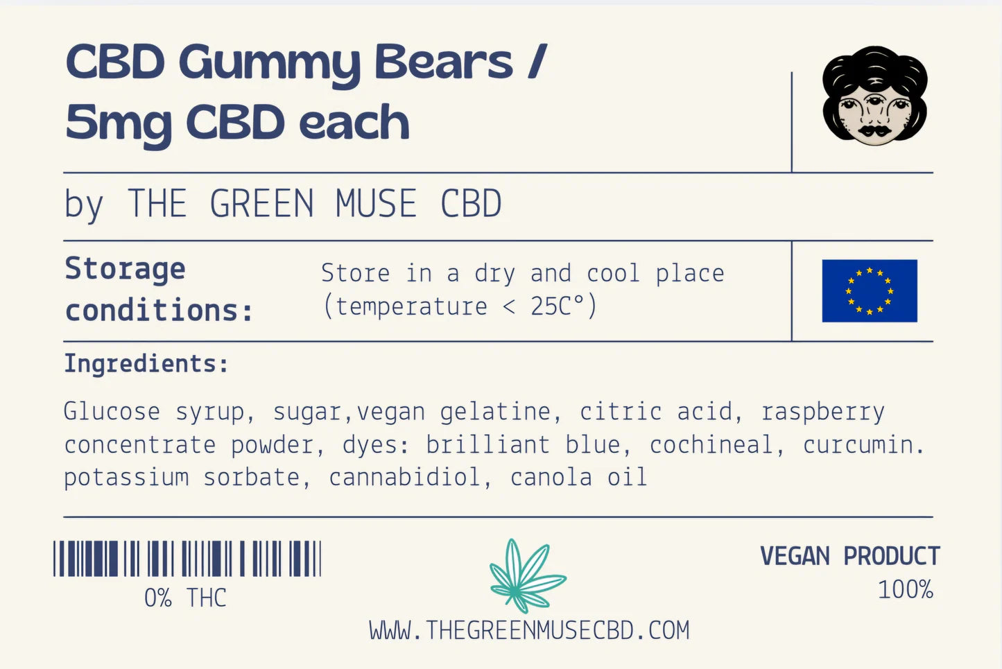 Gummies CBD The Green Muse - 5 mg por osito | Naturales y Veganas | Sin THC
