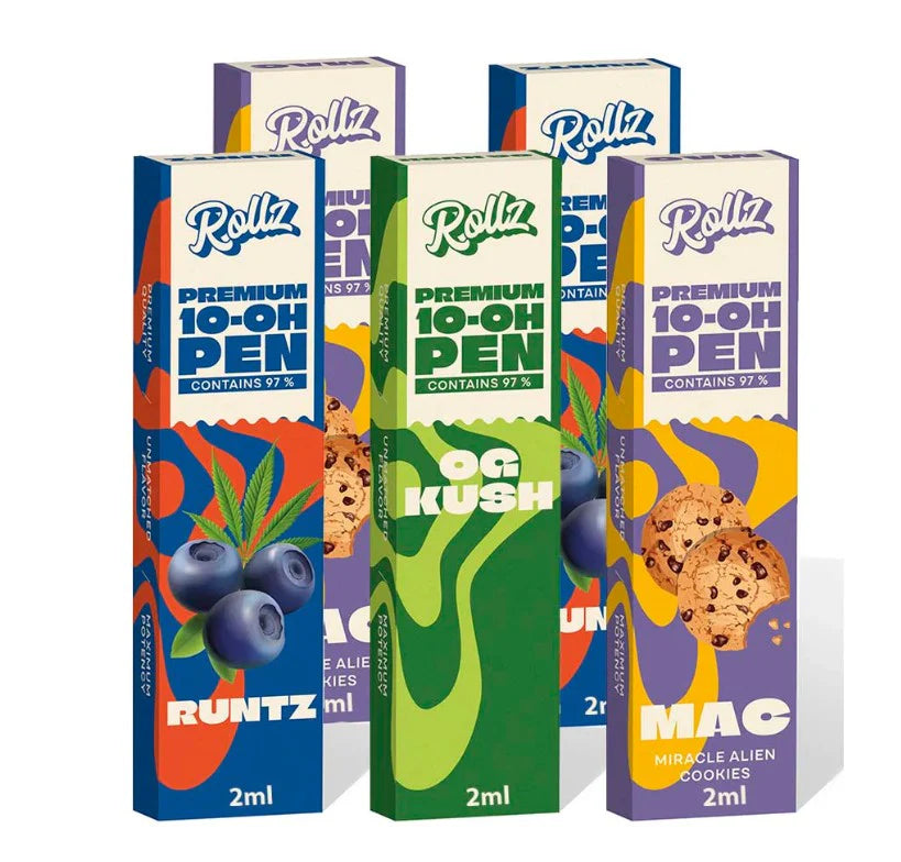 Vape Desechable Rollz 2 ml | 10-OH 97 % Pureza | Aromas Amnesia Haze, Grape Soda, OG Kush, Runtz