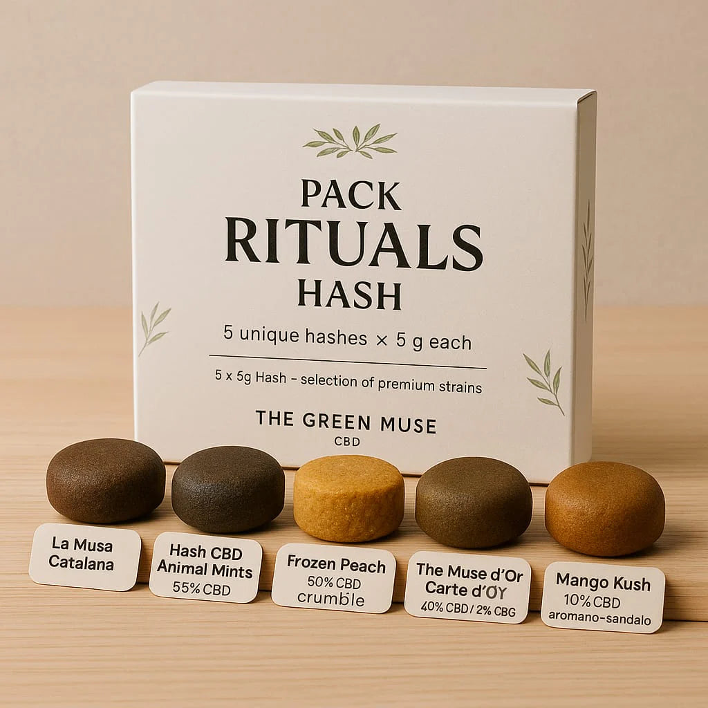 Pack RITUALS HASH | 5 Hash CBD Premium + Regalo Rosin Melon Açai | The Green M